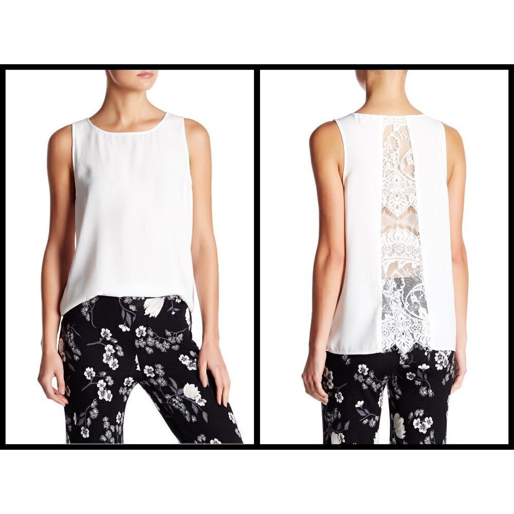 💕BB DAKOTA💕 Lace Panel Sleeveless Blouse ~ Ivory